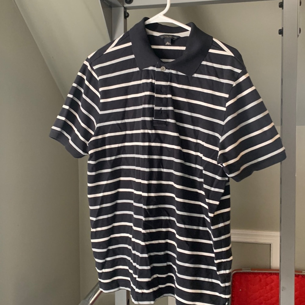 Men's large black striped banana republic polo shirt. Gently used
